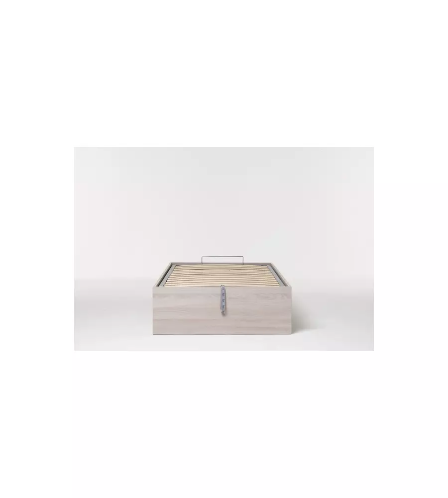 Letto singolo "bed box" olmo naturale con rete e contenitore, 90x190 cm